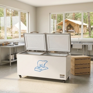 Congélateur commercial <span class=keywords><strong>moderne</strong></span> horizontal à double couvercle supérieur avec roulettes pour le stockage alimentaire en épicerie et restauration - Product Image 1
