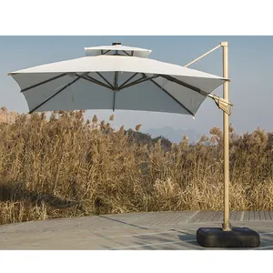 ZhongShi, sombrilla comercial LED para patio de playa, sombrillas voladizas para exteriores, sombrillas y bases de jardín de gran tamaño