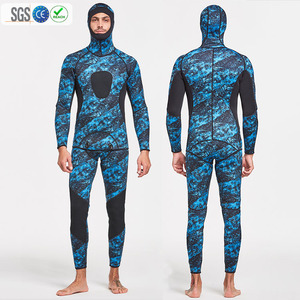 Sbart 5mm 3mm in Neoprene muta con cappuccio 2 pezzi muta da sub mimetica muta da sub <span class=keywords><strong>acqua</strong></span> fredda pesca subacquea muta termica per gli uomini - Product Image 4