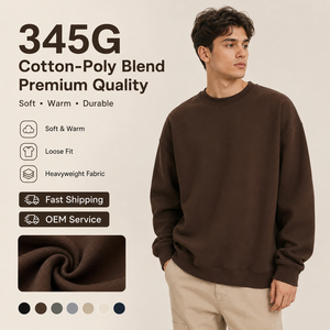 Fabricante OEM Personalizado, Impresión Premium al por Mayor, Sudaderas Extra Grandes de 345 Gramos, Mezcla de Algodón y Poliéster de Alta Calidad - Product Image 1