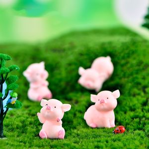 Ornements d'animaux de dessin animé de simulation de <span class=keywords><strong>cochon</strong></span> mignon 8 styles Micro paysage décorations résine artisanat voiture bureau bricolage accessoires - Product Image 2