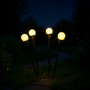 Lampes solaires de jardin, lot de 4, LED blanc chaud, étanches, éclairage extérieur pour cour, avec capteur de lumière et énergie solaire - Product Image 2