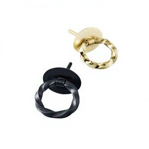 Minimalist Twisted Ring <b>Cabinet</b> Knob in <b>Black</b> and Gold Brass Finished Furniture Handle for Drawer Door Decor - Product Image 1