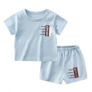 Itec Setelan Baju Anak-anak Katun 100% Kustom Kaus Bayi 2 Potong Anak Perempuan Anak Laki-laki Musim Panas Set Baju Anak Kaus Celana Pendek