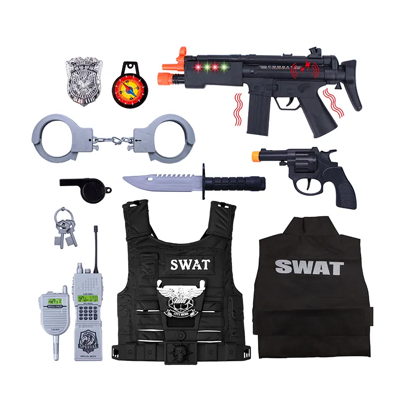 Pretend play plastic weapon electric guns kid army swat police vest toy