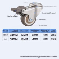 Roues pivotantes silencieuses en polypropylène de 15 pouces, 2 pouces, avec roulements, trous M6/M8, pour poussette, DC029, personnalisables, sans frein