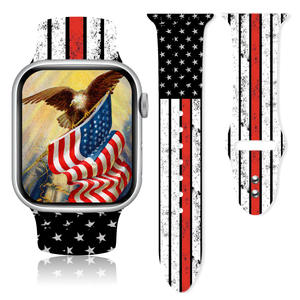 สายซิลิโคนพิมพ์ลายธงชาติอเมริกันสหรัฐอเมริกาสำหรับสายนาฬิกาแอปเปิ้ล38 40 41 42 44 45 49มม. สำหรับ iWatch ULTRA 2 <span class=keywords><strong>SE</strong></span> 9 8 7 6 5 - Product Image 6
