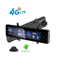 Rétroviseur de voiture intelligent 4G avec GPS ADAS 2G+32G 11 pouces Android Vision nocturne Double objectif 3 canaux Enregistreur de caméra de tableau de bord WIFI