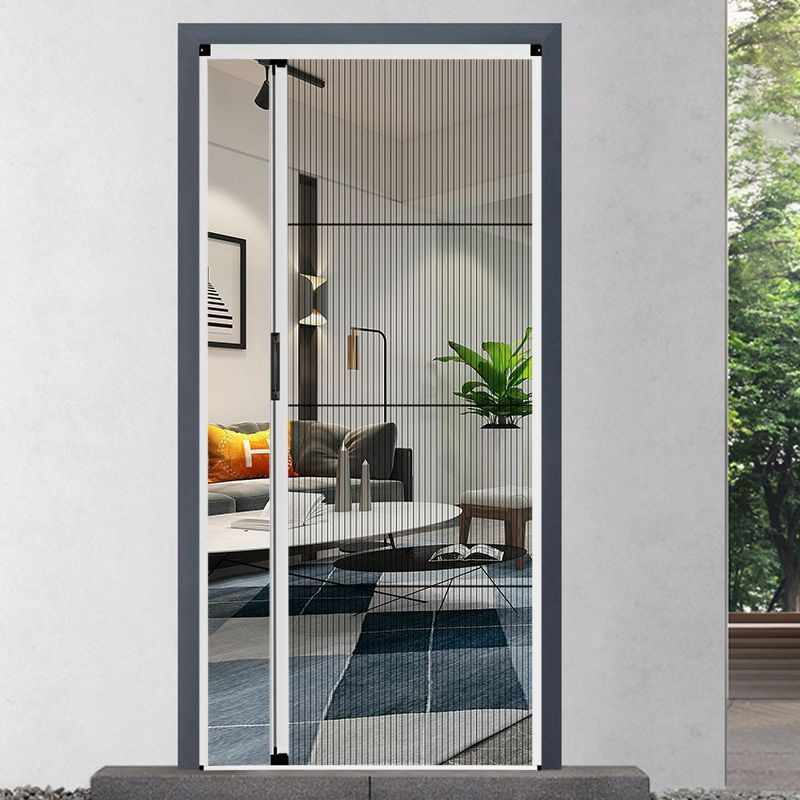 Custom Aluminum Retractable Screen Door Folding Pleated Mesh Design Low Profile Bottom Frame Anti Insect Door For Home Entrance · image 4