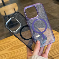    Étui magnétique sans fil avec paillettes brillantes pour iPhone 16e 15 14 Plus 13 12 11 Pro Max XR, coque transparente en acrylique