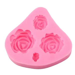 4-Cavity Rose Flower Silicone Cake Mold Chocolate Decorating Fondant Tool Rose Mold