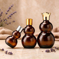 Flacon en verre en forme de gourde, réutilisable, pour cosmétiques, huiles essentielles, sérum, échantillons, avec couvercles