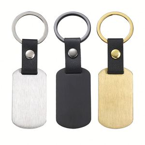 Factory Stainless Steel Leather Keychain Blank Laser <b>Engraving</b> Uv Color Printing Material Metal Pu <b>Key</b> Chain Custom Logo - Product Image 1