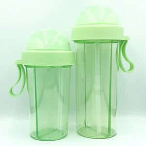 Vendita calda 600ml tazza di plastica con manico portatile, <span class=keywords><strong>due</strong></span> divisori sezione tazza da viaggio <span class=keywords><strong>per</strong></span> caffè, bere succo e bottiglia d'acqua - Product Image 6