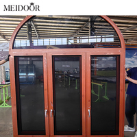 Ventana Moderna de Aluminio con Diseño de Arco y Rejilla, Ventana de Iglesia Personalizada con Rotura Térmica, Ventana Arqueada de Vidrio