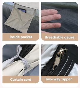 Tenda Pop-Up Istantanea a Doppia Finestra con Telo Antipioggia Rimovibile, Riparo Solare, Montaggio Rapido Automatico, Tenda da Campeggio per Famiglie - Product Image 5