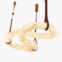 Suspension LED Moderne Personnalisable en Laiton et Albâtre, Lampe Artistique avec Installation pour Salle à Manger