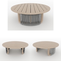 Ensemble de canapés d'extérieur modernes en teck, mobilier de patio avec coussins imperméables pour jardin, villa, hôtel, complexe hôtelier