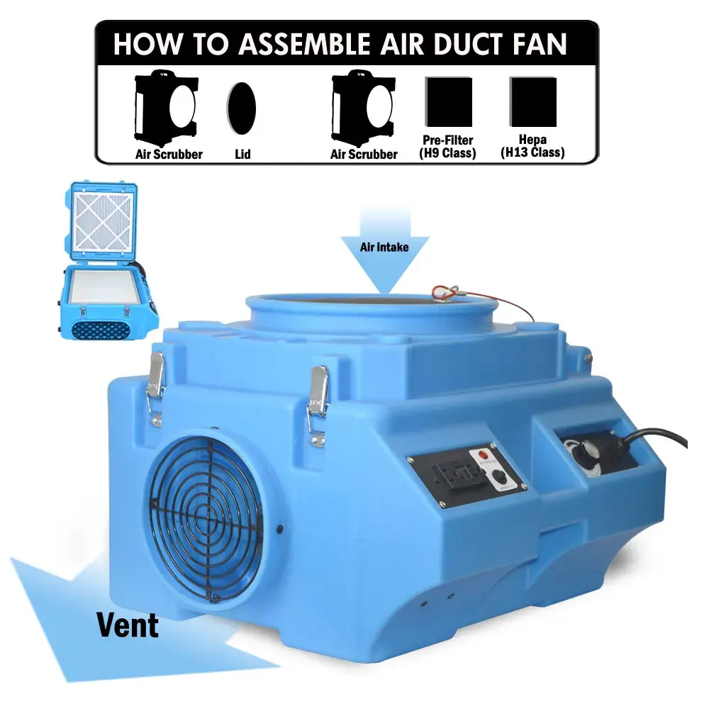 Onedry potente depuratori d'aria per acqua damge air clean filtro HEPA, industriale purificatore d'aria per il ripristino dei danni