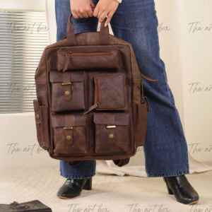 Sac à dos en cuir pleine fleur de grande capacité pour voyages, marque privée, personnalisé, 100% cuir véritable, sac à dos pour ordinateur portable - Product Image 2