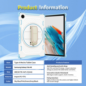 Custodia resistente agli urti per <span class=keywords><strong>Samsung</strong></span> Galaxy Tab <span class=keywords><strong>A8</strong></span> 10.5 X200 X205 TPU <span class=keywords><strong>Cover</strong></span> con cinturino rotante e supporto - Product Image 6