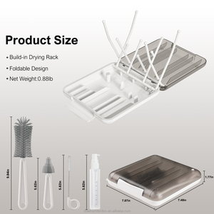 Juego de cepillos de silicona 7 en 1 para limpieza de biberones con patente de EE. UU., estante de almacenamiento de cocina, soporte para biberones, escurridor de biberones - Product Image 4