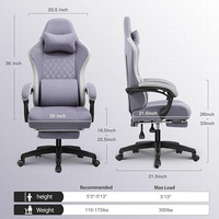GTPLAYER Chaise de jeu Accoudoirs et repose-pieds à dossier haut Chaises ergonomiques avec soutien lombaire Chaise de travail avec repose-pieds
