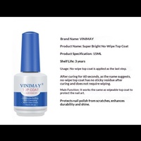 VINIMAY Gel Polish à base de résine végétale, fini mat, sans rinçage, UV & LED, couche de finition, couche de base, couche de renforcement, kit de nail art
