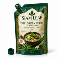 Sachet à bec verseur refermable imprimé sur mesure de haute qualité pour sauce de curry vert thaïlandais 500g avec fermeture éclair pour condiment alimentaire