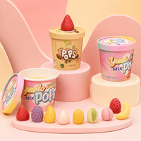Nouvelle conception de produits alimentaires exotiques en gros : Mini glaces 3D aux fruits variés (mangue, pêche, melon) avec chocolat, saveurs tendance