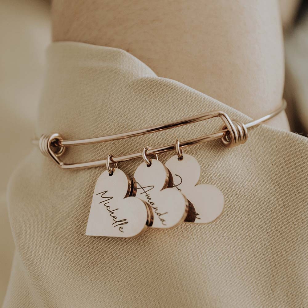 Oro rosa-braccialetto con 1 cuore