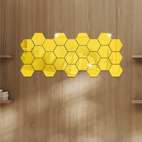 Hexagonal Acrylic 3D Self-Adhesive Mirror Art Deco Design for Living Room and Bedroom Background Wall Soft Mirror Home Decor