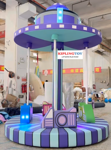 A buon mercato bianco elettrico Soft Play carosello Merry Go Round con il disegno animale personalizzato cavallo interno - Product Image 3