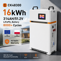 Batterie LiFePO4 51.2V 314Ah 16kWh CK48300 Stock UE & PL Stockage d'énergie solaire domestique 8000+ cycles profonds Garantie 10 ans WiFi Bluetooth