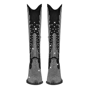<strong>Sparkly</strong> Black Cowboy <strong>Boots</strong> for Women Rhinestone Embellished Knee High Western <strong>Boots</strong> - Product Image 5