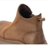 OEM ODM Grosir Sepatu Boots Kasual Platform Karet Anti Selip Kulit Asli Resleting Samping Hangat Musim Gugur Musim Dingin Pria Sepatu Boots Outdoor Setengah Tinggi