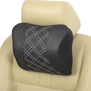 Luxury 3D Embroidery Leather Memory Foam Car Neck Pillow For Universal Car