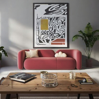 Petit ensemble modulaire moderne de canapés pour appartement et bureau à domicile Salon de beauté Réunion Négociation Vin Tissu rouge Salon Sectionnel