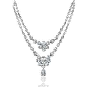 Collier à double rangée de diamants en or blanc 14 carats, best-seller, bijoux de soirée de luxe, disponible à la vente - Product Image 1