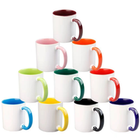 Tasse à café en céramique à double couleurs avec logo personnalisé et poignée colorée pour impression de cadeaux d'affaires personnalisés