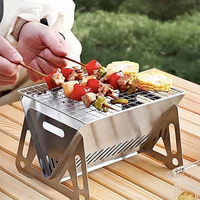 Nouveau mini barbecue portable pliable et démontable pour charbon de bois, avec grille de cuisson et foyer détachable