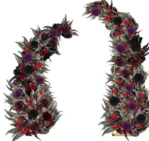 Arco Floreale Artificiale Nero del Produttore, Composizione Floreale a Corno, Sfondo per Matrimoni ed Eventi, Portale Lunare - Product Image 2
