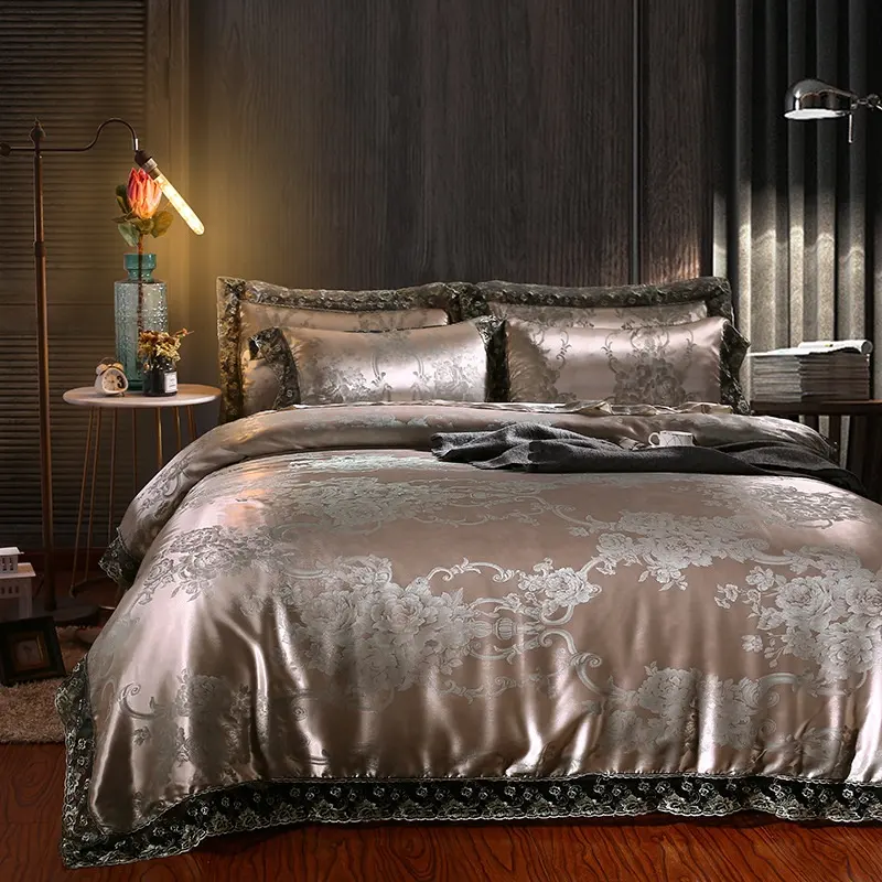 Parure de lit motif Floral, style Jacquard, avec housse de couette, pour lit simple, Double, Queen Size et King Size