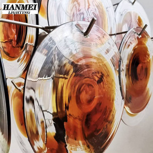 Luminaire suspendu moderne de forme carrée, de taille moyenne, de forme ronde, pour salon, chambre à coucher, hôtel, avec abat-jour en verre brun HM-LK-6400 Rose - Product Image 6