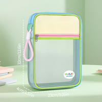 Bolsa de Malla con Cierre para Documentos A4, Bolsa de Malla Personalizada Resistente, Bolsas de Malla de Almacenamiento Multicapa con Ranura para Tarjeta de Identificación y Logotipo