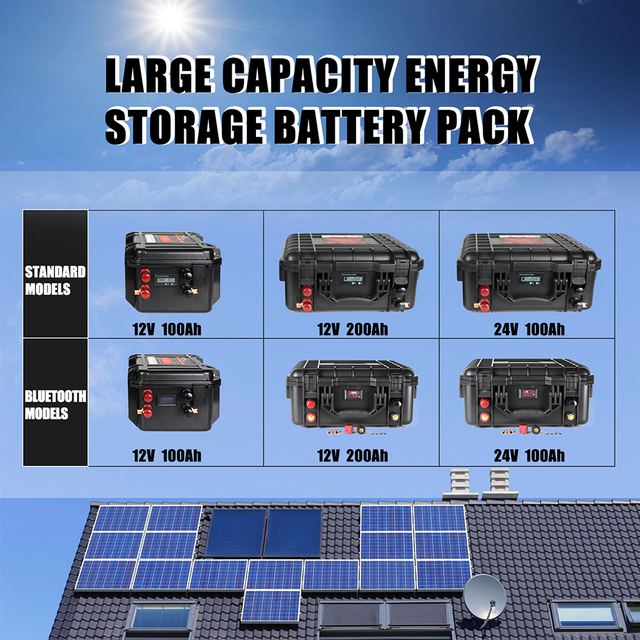 12V 100Ah 200Ah 24V 100Ah Lifepo4 Battery Pack Bluetooth BMS Lithium Ion Battery Pack for Energy Storage System