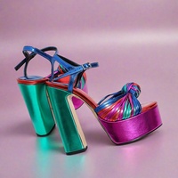 Cheville Peep Toe sandales à talons épais robe de soirée femmes chaussures à talons 2025 Offre Spéciale coloré talon haut plate-forme sandales