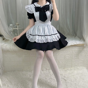 Disfraz de Sirvienta, Cosplay Japonés, Vestido Lolita, Negro y Blanco, Poliéster, Disfraz de Anime para Mujer - Product Image 2