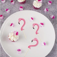 24 Stück rosa Flamingo-Cupcake-Topper, tropische hawaiianische Kuchendekoration, Picks für Babyparty, Geburtstagsparty-Dekoration
