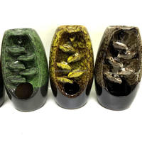 Porte-encens en céramique, 10 cônes inclus, brûleur en cascade pour encens, cônes fendus, deux tailles différentes, idéal pour cadeau